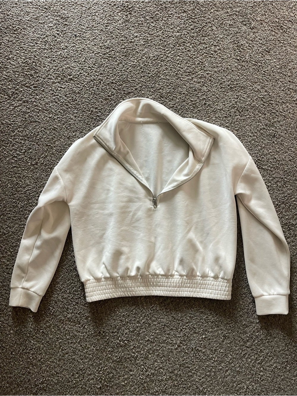 Women’s Cropped Half-Zip Pullover in Off-White